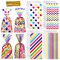 100 Pieces 10.6 x 5.1 In Rainbow Cellophane Bags Plastic Candy Gift Bags Cellophane Treat Bags with Twist Ties Stripes Polka Dot Printed Pattern Goodie Bags for Birthday Weddings Party Favors